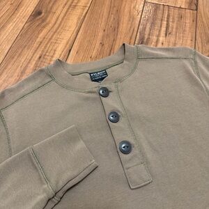Filson Henley Shirt Men XS Olive Taupe Long Sleeve Button Cotton Casual Pullover